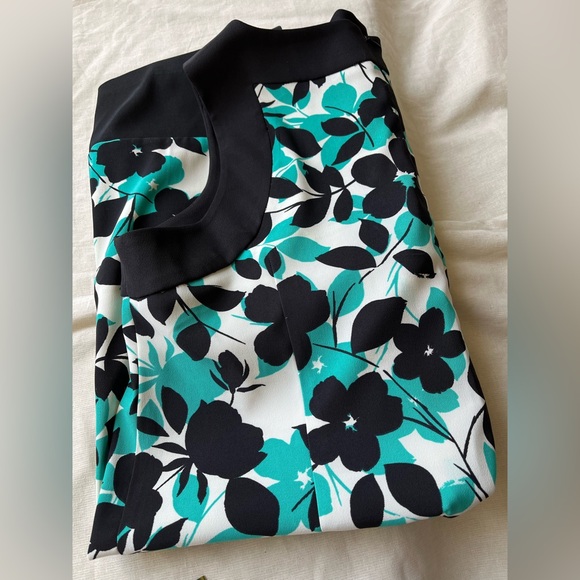 Jessica Howard Dress - Floral Print - Teal, Black and White - size 18W - Picture 14 of 15